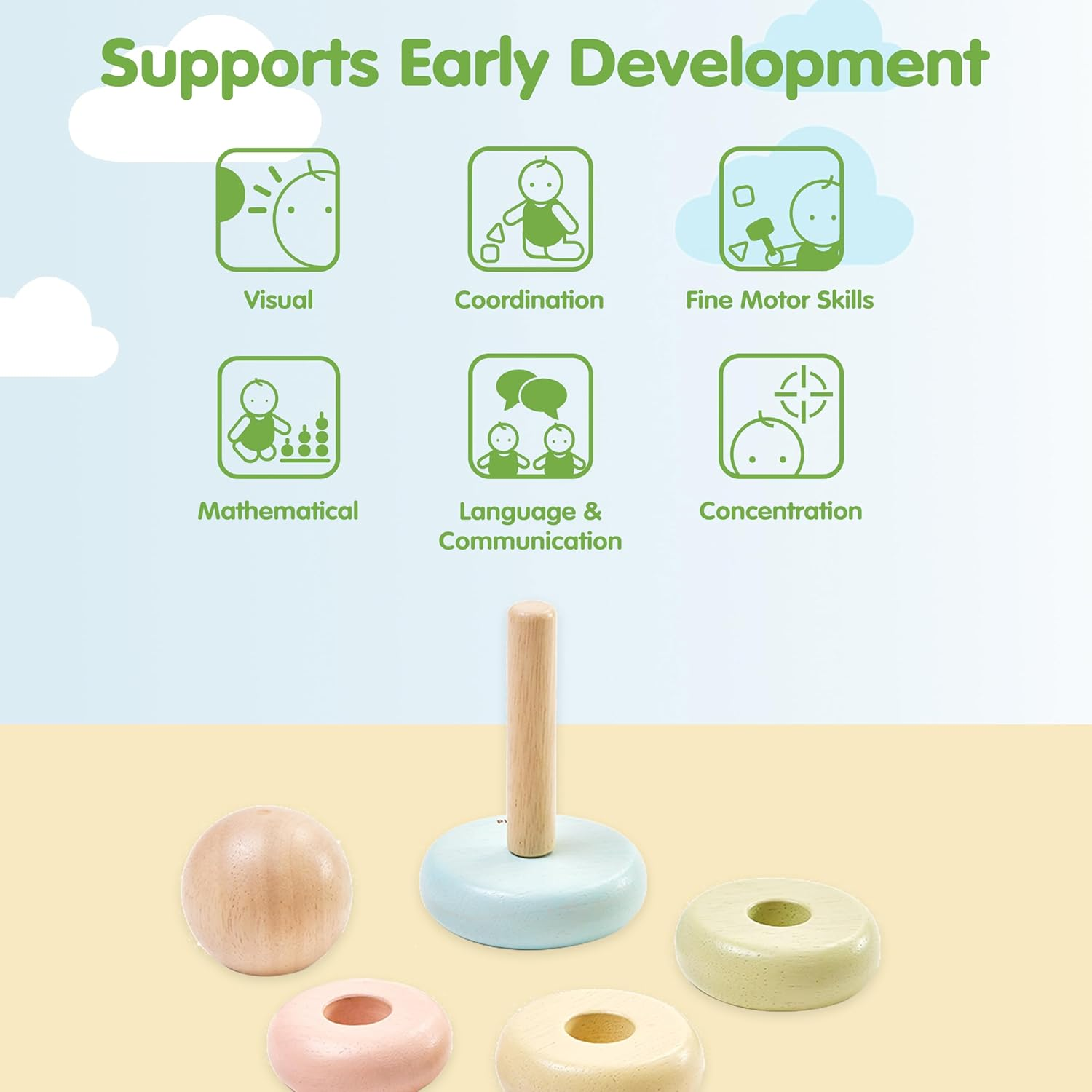 Plantoys - First Stacking Ring - Pastel