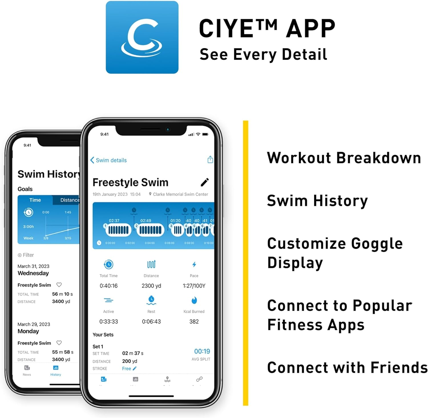 FINIS Smart Goggle Kit W/Smart Coach Display - Tracks Laps, Splits & Stroke Rate - Unisex Swim Fitness Tracker image number 2