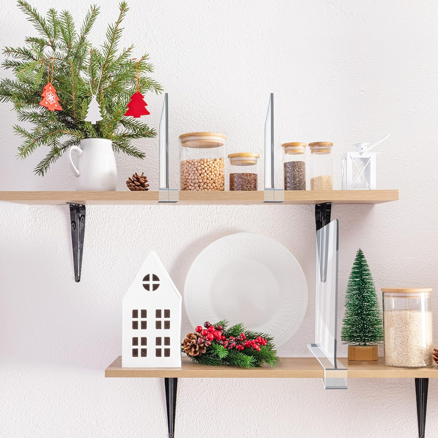 Acrylic Shelf Dividers for Closet Organization, Clear Closet Shelf Separators for Wooden Shelving, Adjustable Acrylic Bookshelf Organizers for Kitchen Cabinets and Bedroom (8PCS) - 4Pcs image number 7