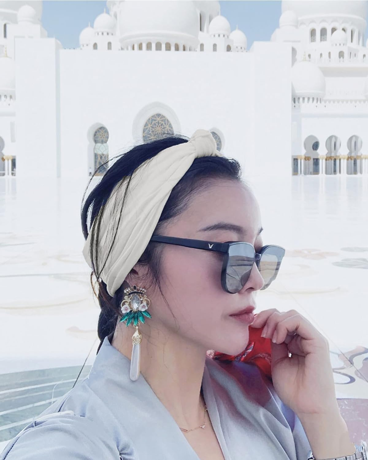 WUNZILO Pack of 6 Women'S Headband Summer Elastic Headbands Sports Headwrap Headband with Bow Soft Twisted Headband Women Children Girls 6 Colours image number 3