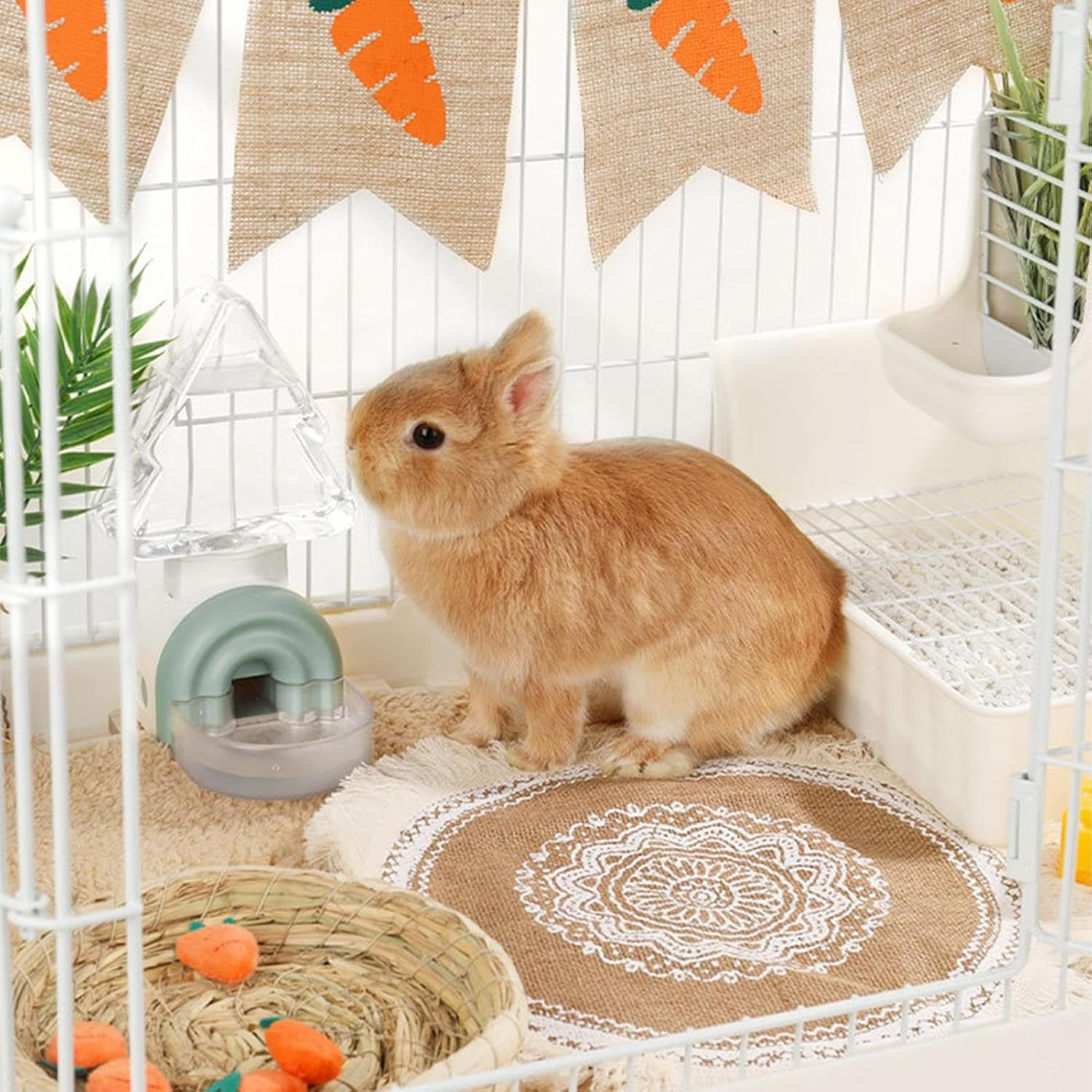 Small Pet Waterer, Animals Pet Feeder and Waterer Set, Automatic Food and Water Bowl, Hangable and Space-Saving, Easy to Clean for Pets image number 1