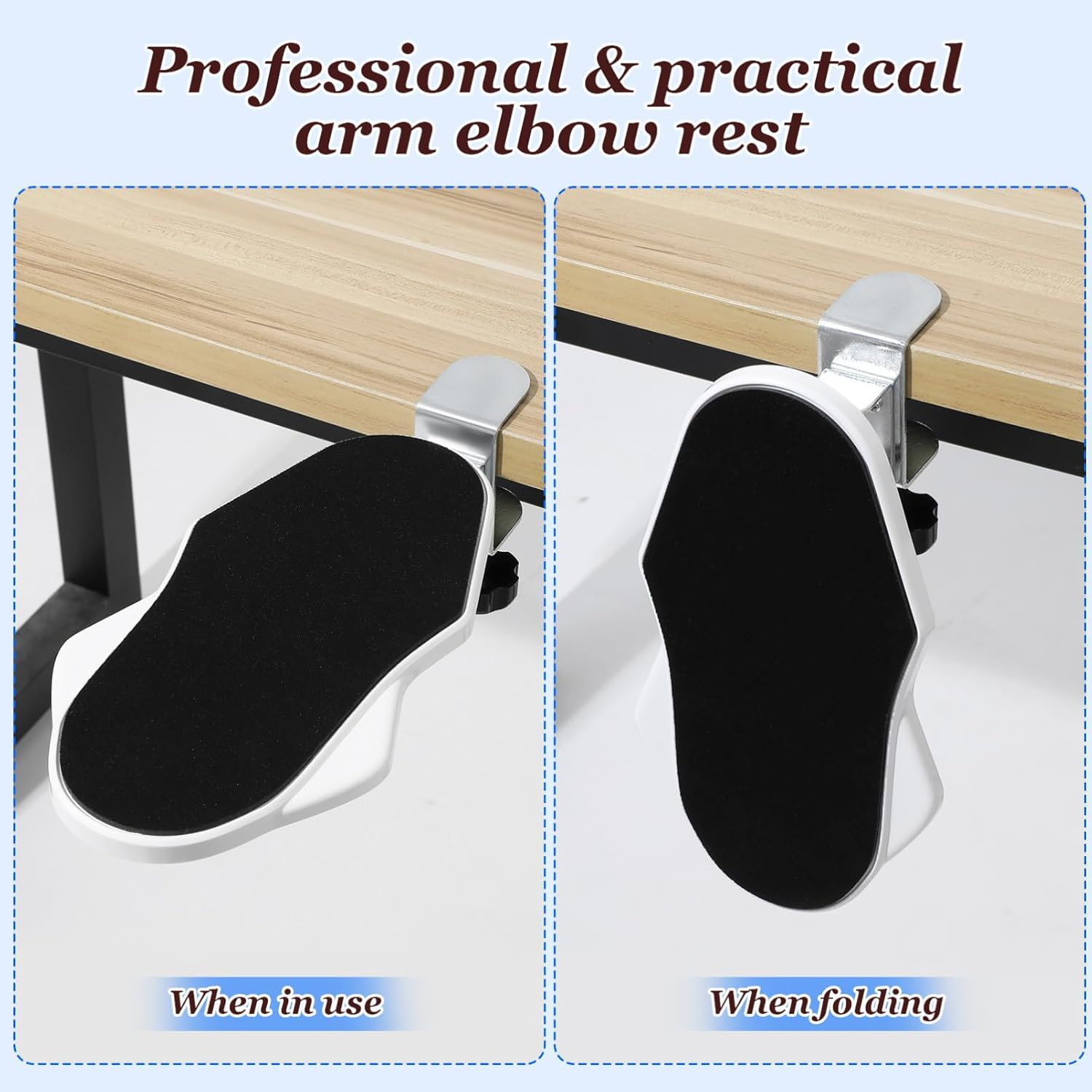 Operitacx Computer Arm Rest for Desk, 180&deg; Adjustable Rotating Elbow Arm Support, 90&deg; Foldable Desk Extender Tray, Ergonomic Mouse Pad Holder for Home and Office Desk image number 1