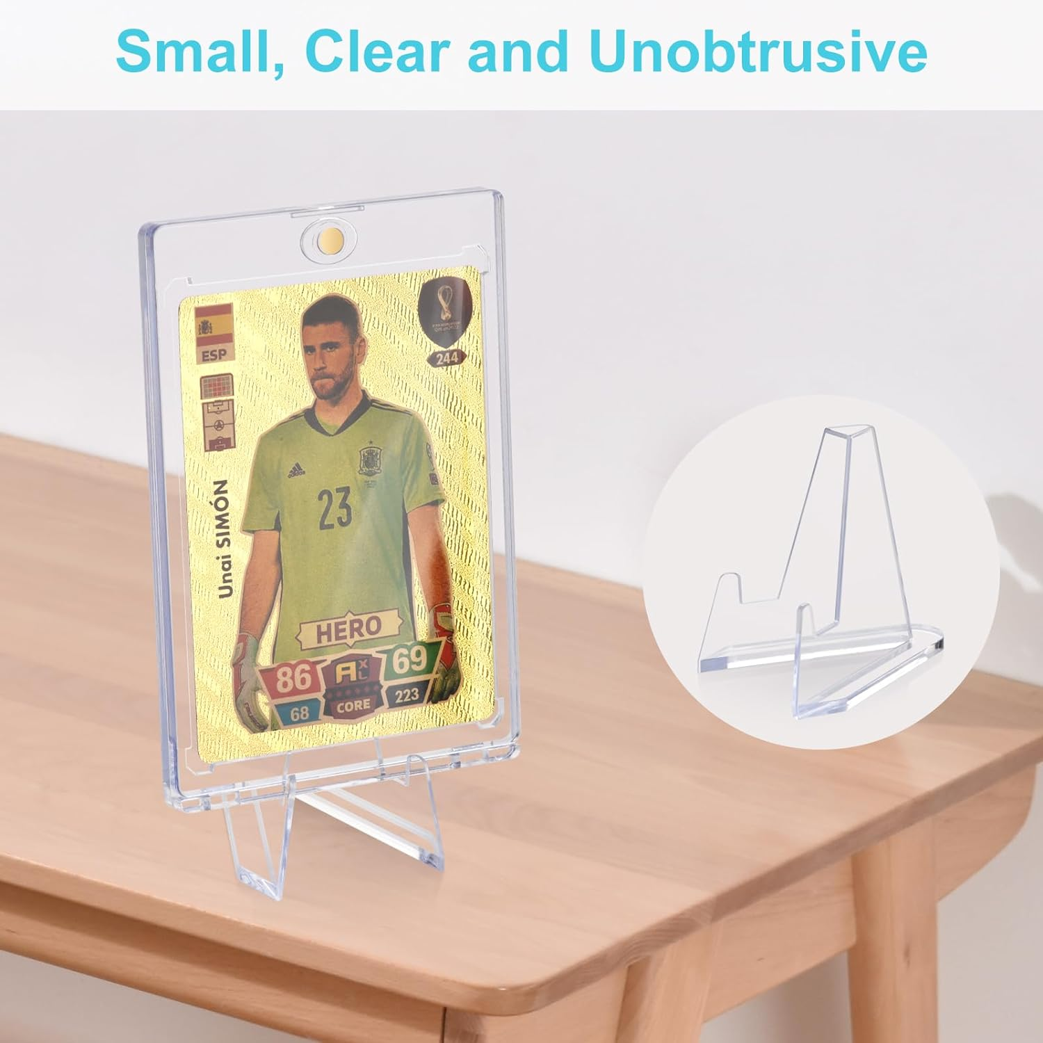 30 Packs Card Display Stand, Sturdy and Stable, Premium Acrylic Sports Card Holder, Versatile Use, Clear Mini Easel Stand, for Challenge Coins PSA Graded Baseball Trading Cards(2.2 Inch) (30Packs) image number 3