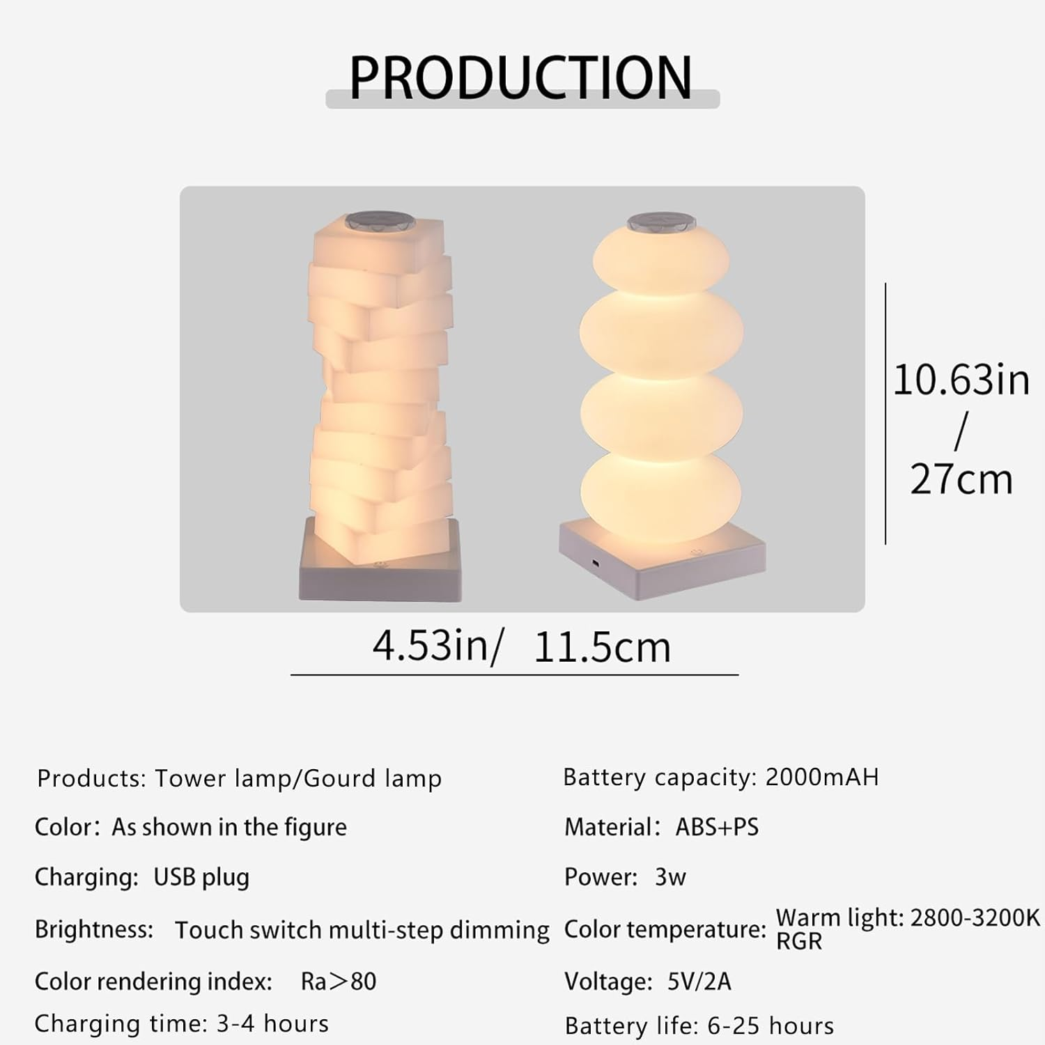 JIGNAY Gourd-Shaped Ambiance Table Lamp, RGB Dream Color Bedside Lamp, 2000Mah Touch Control Lamp with 6 Lighting Modes, Ambiance Light for Living Rooms, Bedrooms, Playrooms and Children'S Rooms. image number 3