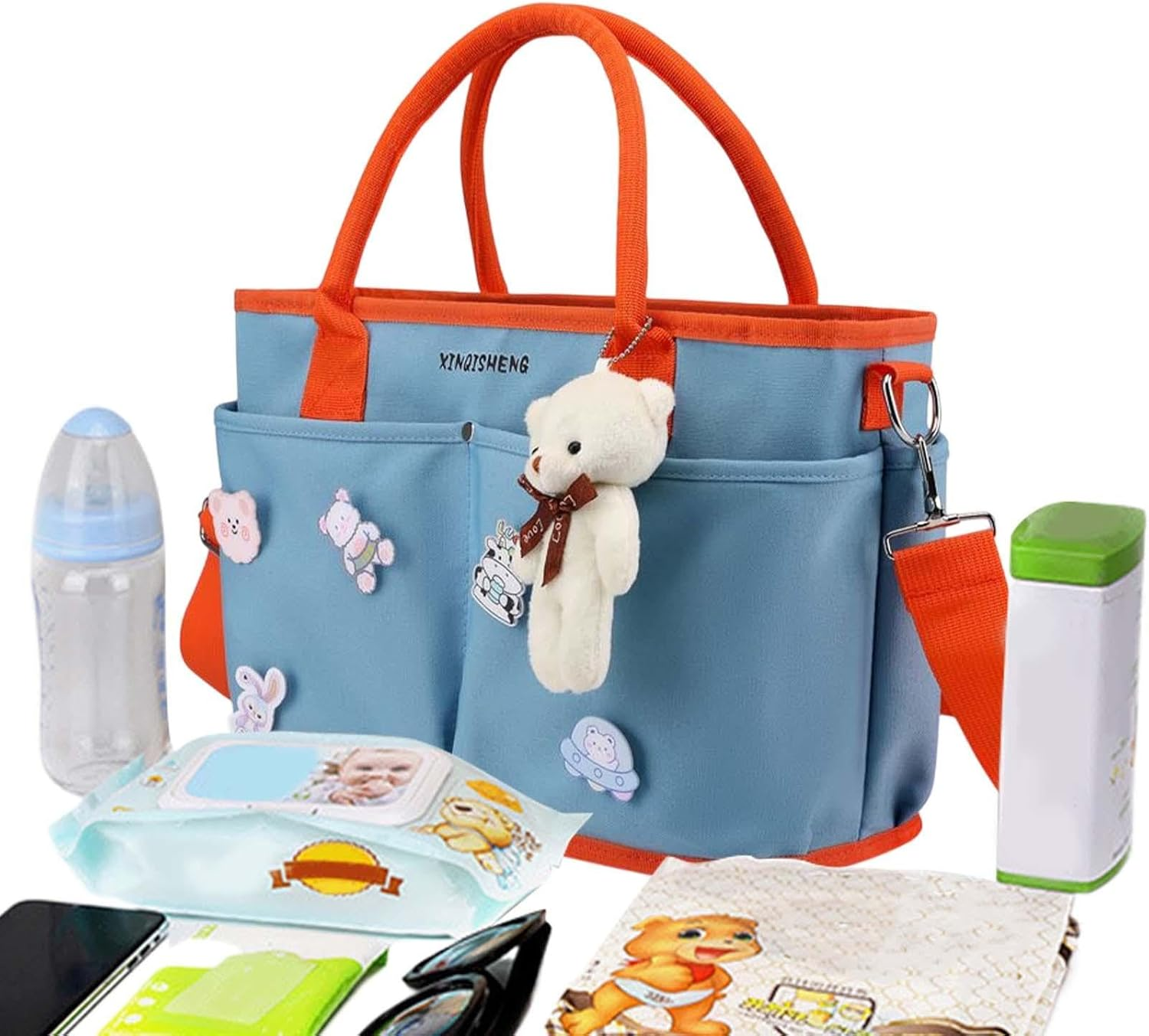 G&eacute;n&eacute;rique Satchel Bags for Women, Waterproof Purses with Large Capacity, Multi Purpose Travel Tote Diaper Bag, Large Opening Nursery Storage with Dry Wet Separation for Moms and Busy Parents, Blue, Se image number 6