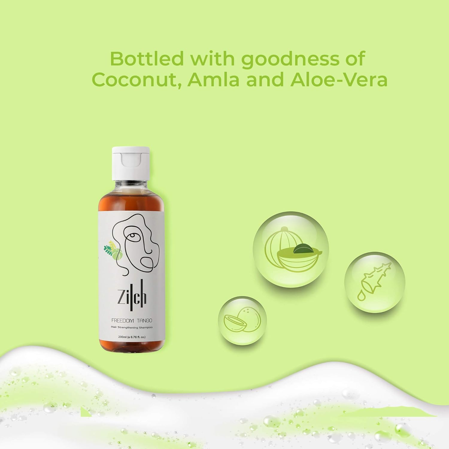 Zilch Freedom Tango Natural Vit C & Amla Hair Growth & Hairfall Control Shampoo, 200 Ml (No Sulphates, No Parabens)
