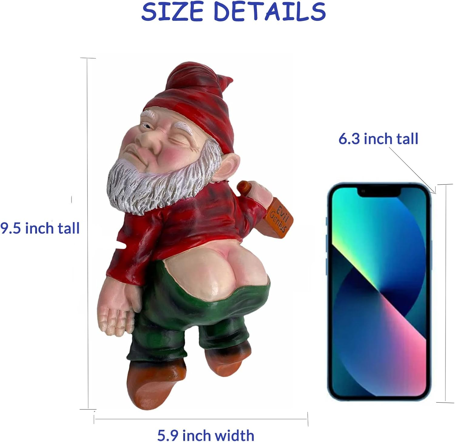 MINICAR Drunken Gnomes Lying on the Ground, Funny Dwarf Sculptures Yard Lawn Decorations, Gag Gifts Home Office Garden Decor - Red image number 5