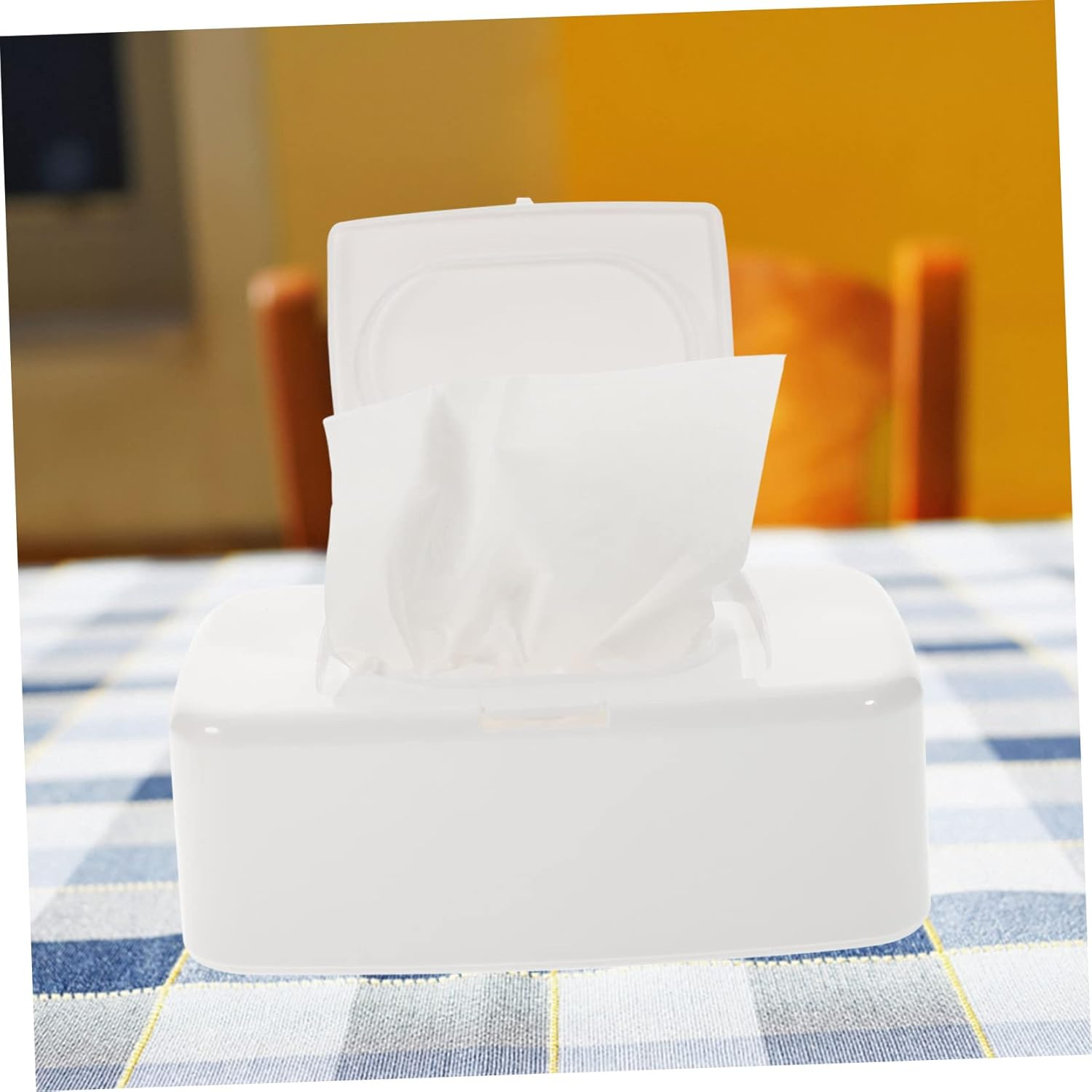 Portable Refillable Wipes Dispenser Box Lid White Plastic Household Travel Storage Organizer for Car and Desktop Use image number 4