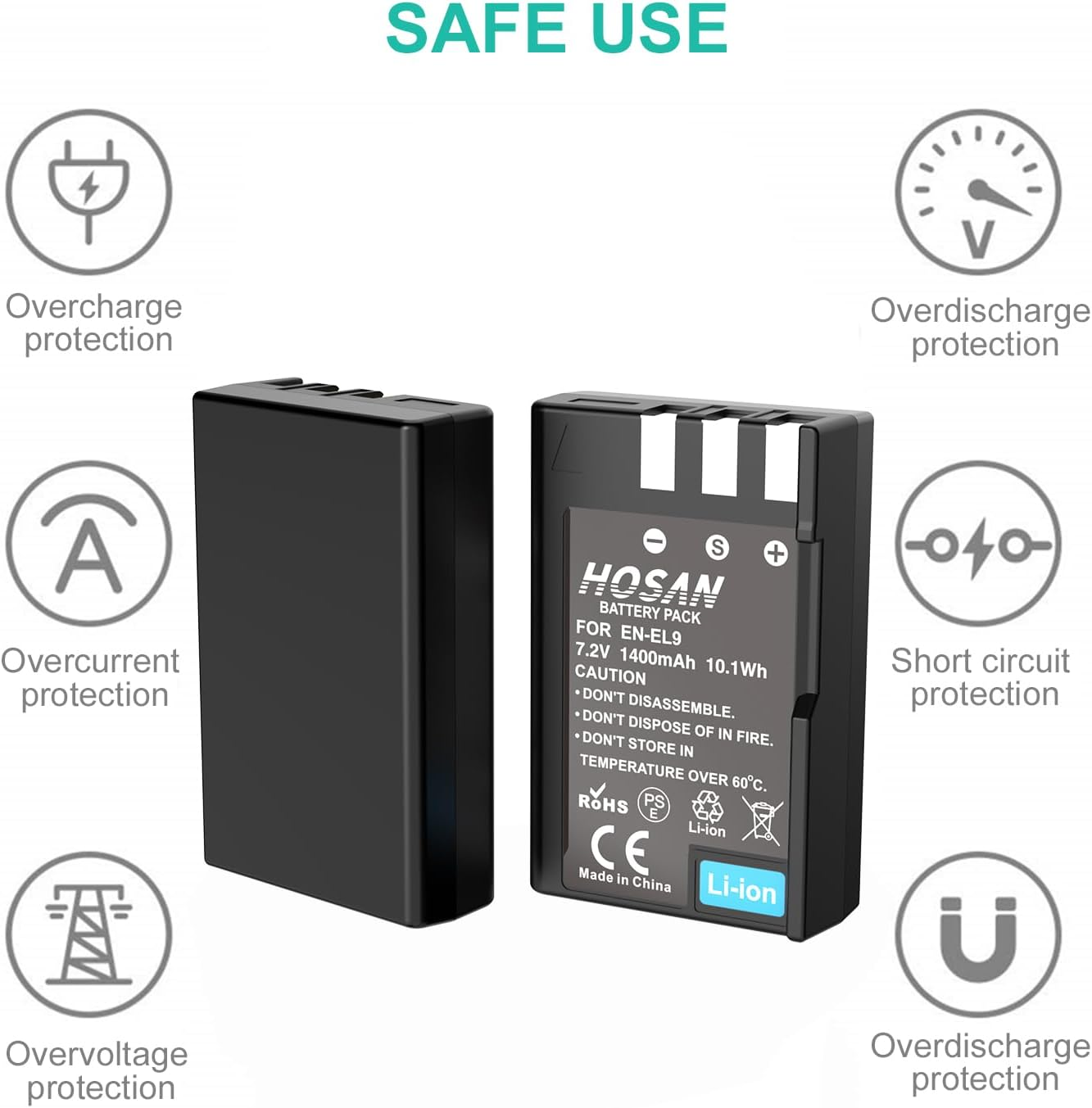 EN-EL9 EN-EL9A Battery (2 Pack) and Dual USB Charger Kit for Nikon EN-EL9 EN-EL9A Nikon D40 D40X D40X D60 D5000 D3000 image number 2