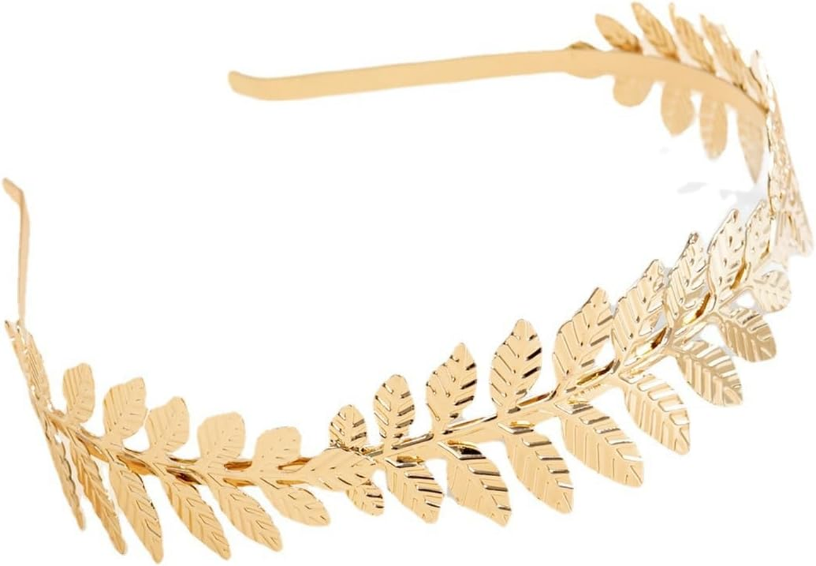 Visxcnu Women'S Hair Band, Gold Headpiece, Bride, Roman Goddess Headband, Girls Laurel Wreath, Hair Accessories, Golden Wedding, Boho Leaf Hair Crown Accessories, Pack of 1, Metal image number 3