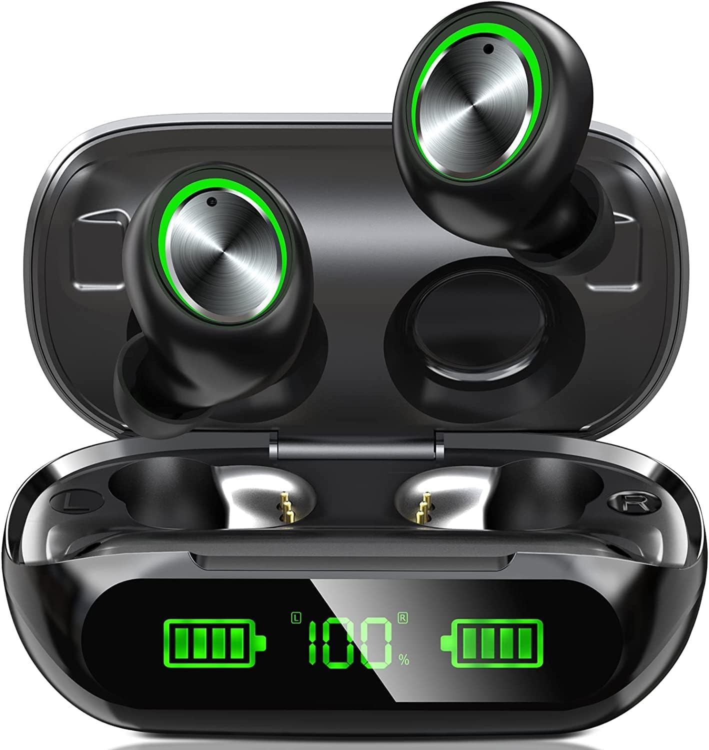 Wireless Earbuds Bluetooth Headphones,Led Power Display/50H Play Time/Button Control/Ip6 Waterproof TWS Earphones In-Ear W/Hd Mic Hi-Fi Stereo Sound Headsets for Sports image number 1