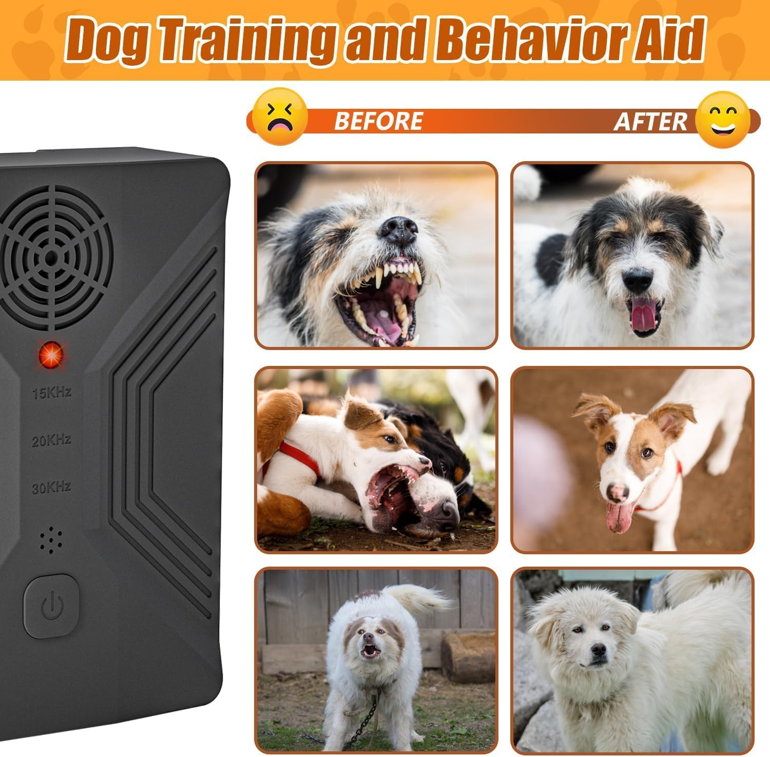 Zupixfer anti Barking Device，Dog Bark Control Device - Rechargeable Anti-Bark Trainer with 3 Modes for Small/Large Dogs | Indoor & Outdoor Use (Black) image number 4