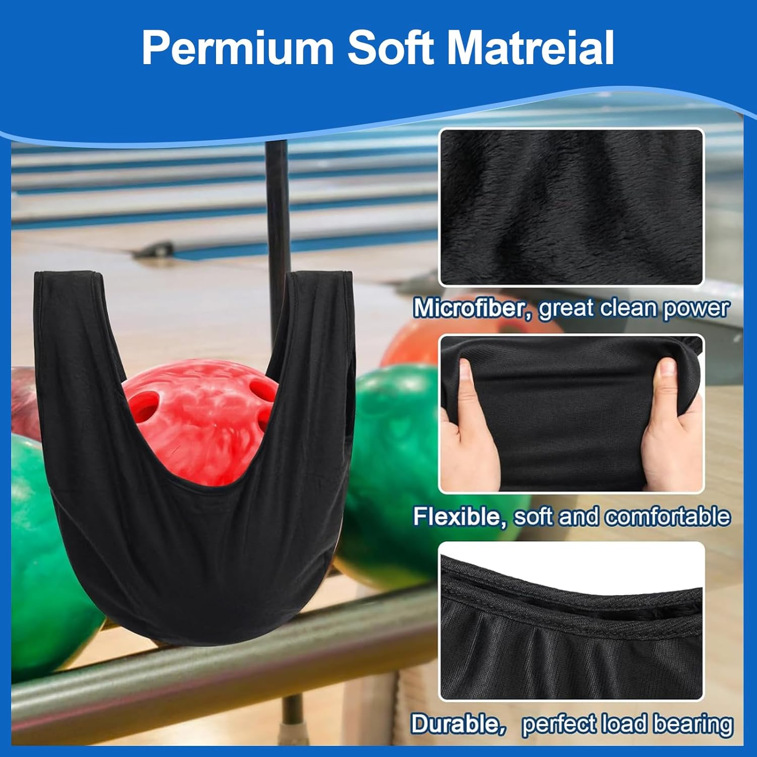 Bowling Ball Cleaning Bag, Bowling Towels Bowling Bowling Cleaner Towel Lightweight High Flexibility Organizer Carrier Portable Bowling Polisher Bag image number 6