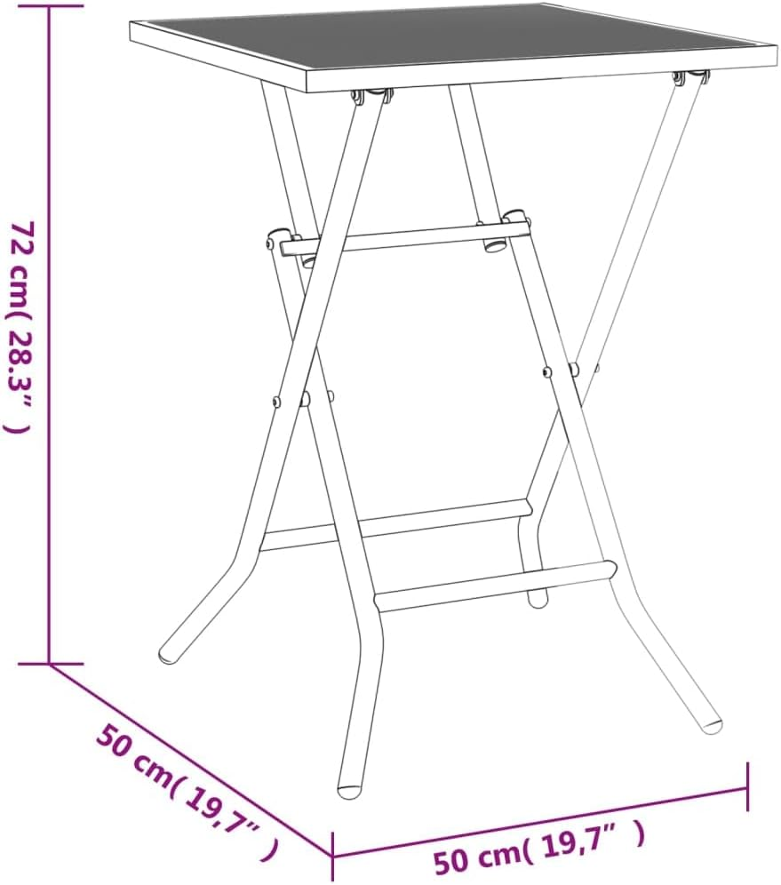 Vidaxl Steel Mesh Folding Patio Table, Anthracite-Coloured Square Outdoor Dining Table, 50X50X72 Cm, and Portable - Mesh Design, Ideal for Garden/Patio Use image number 6