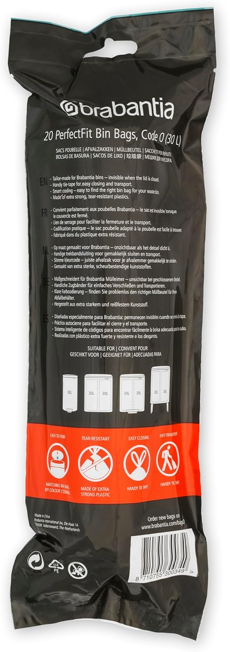 Brabantia Perfectfit Bin Liner Code O (30 Litre) 20 Bags/Roll image number 1