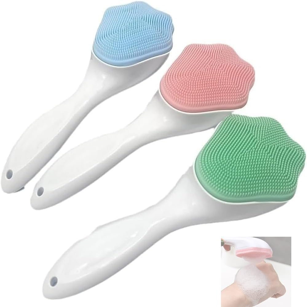 RUTREZOGO 3 Pack Manual Handheld Facial Cleansing Brush, Silicone Face Scrubber with Soft Bristles, Exfoliating Blackhead Remover, Waterproof Face Wash Brush for Skincare and Makeup Residue image number 1