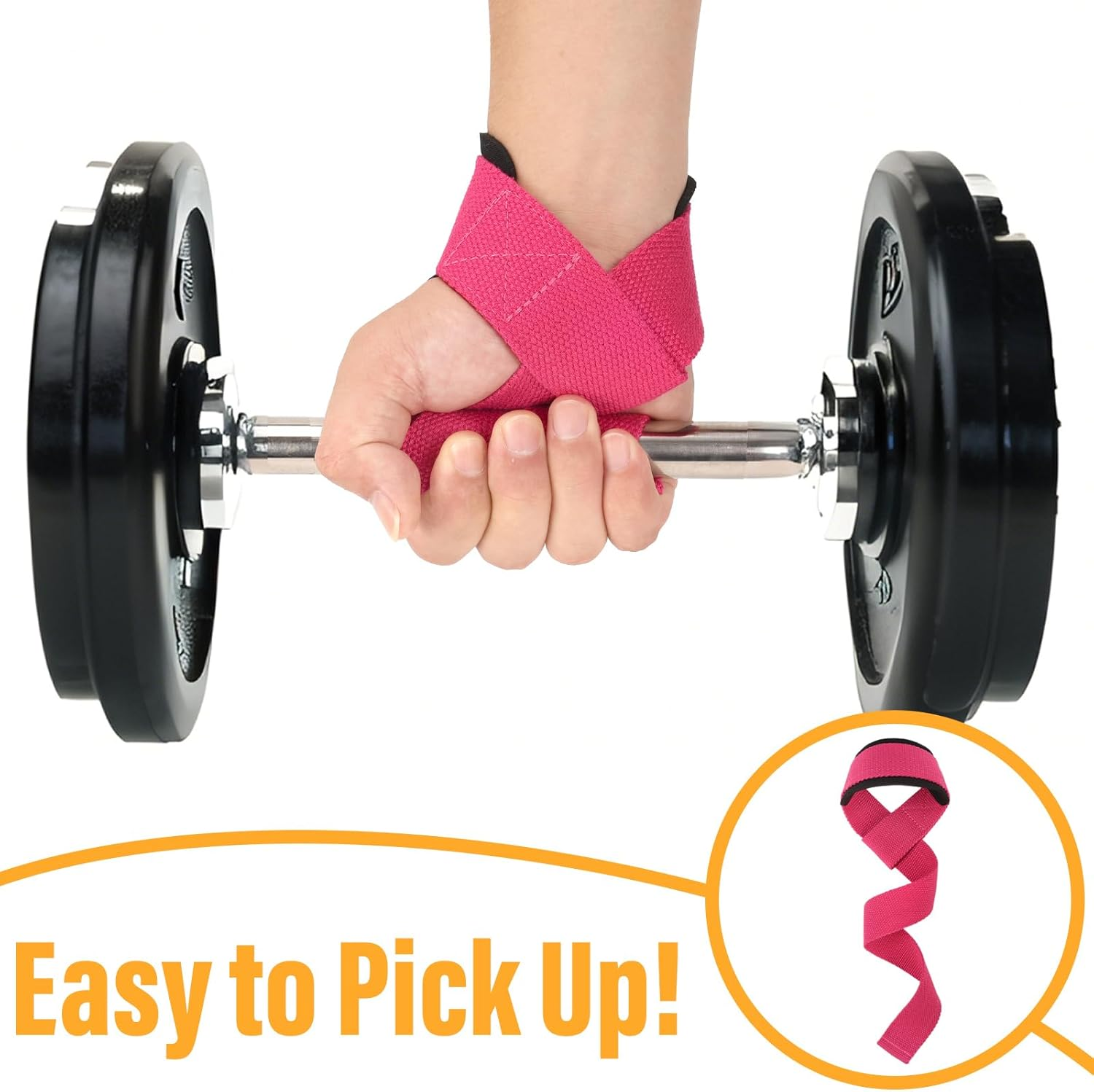 Viiotu Lifting Straps, Gym Straps with Neoprene Cushioned Wrist Pads, Weight Lifting Straps for Men & Women, Deadlift Wrist Straps for Powerlifting, Strength Training - Pink image number 5