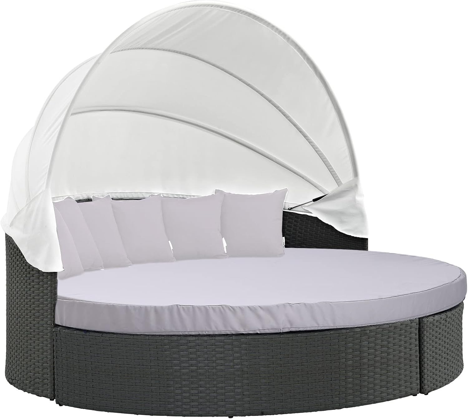 MICTONY Outdoor Daybed Cushion Cover, 66" Replacement Daybed Cover with Elastic Band, Sun Bed Cushion Cover, Outdoor round Bed Cushion, Cover ONLY (Daybed NOT Included), Grey