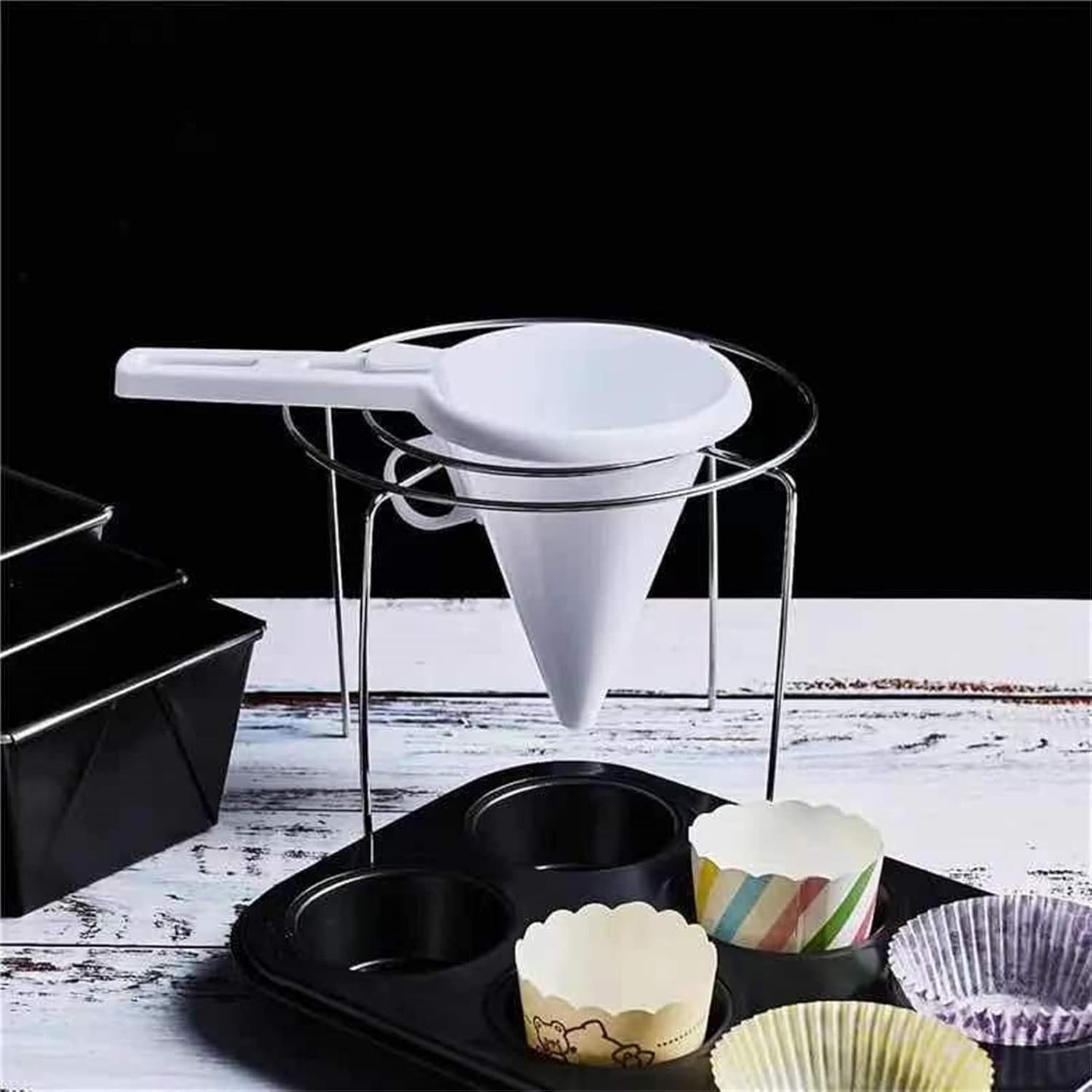 Chocolate Funnel,Adjustable Cake Cream Funnel for Baking Cake Decorating Kitchen Gadget Tools Accessories,Funnel Mold White Foodgrade Plastic Pancake Cream Batter Dispenser Cake Tool image number 5