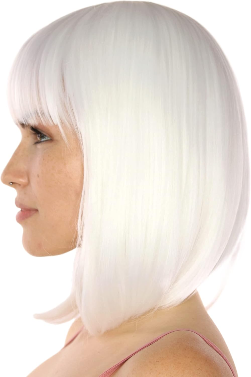 Prettyland C1415 Women'S White Bob Medium Length Short Natural Wig Matte Smooth Daily Date a Live Anemie Short Wig image number 4