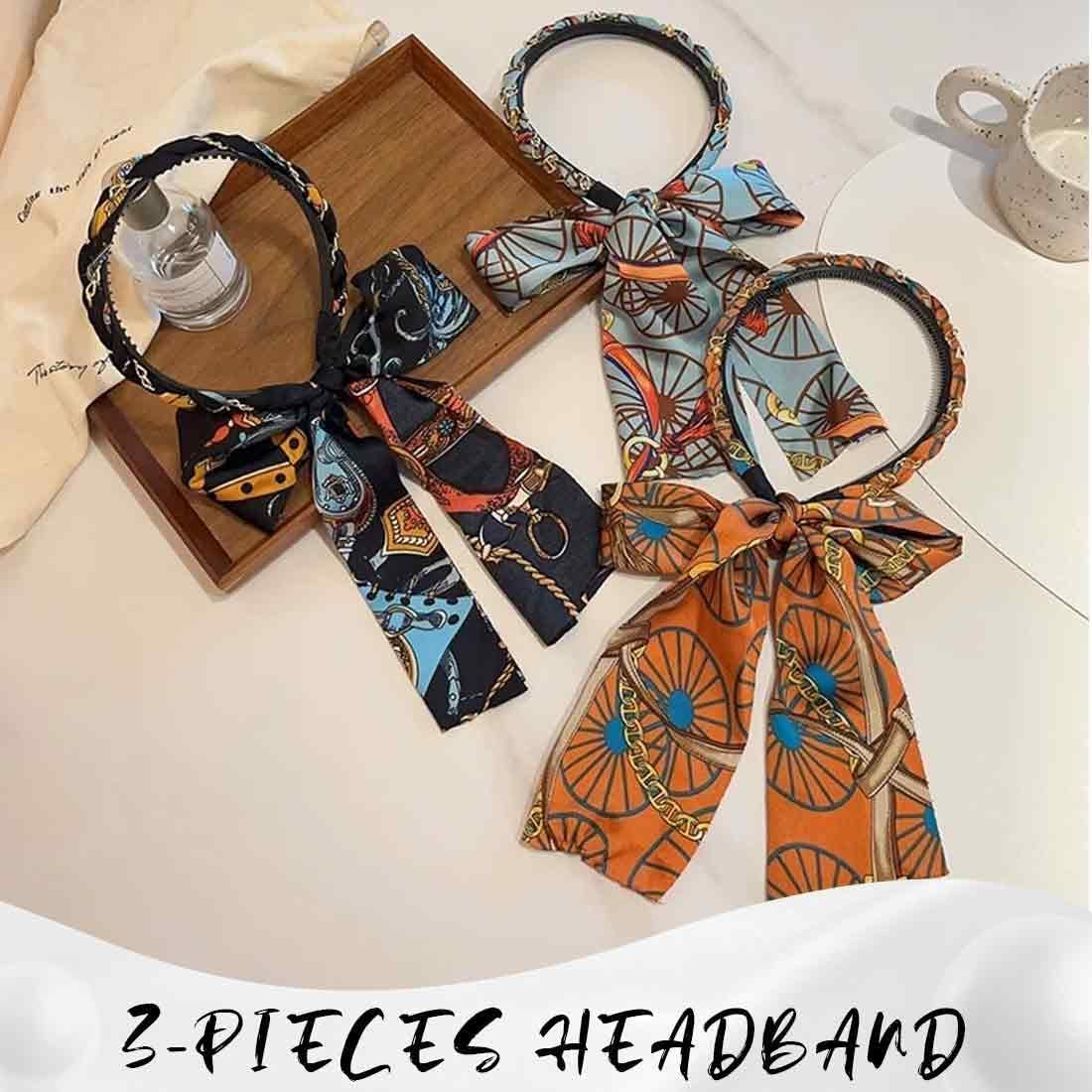 Pack of 3 Wide Headband Women'S Bow Hair Band Rockabilly Headband Vintage Hair Accessories Headwear for Girls Women