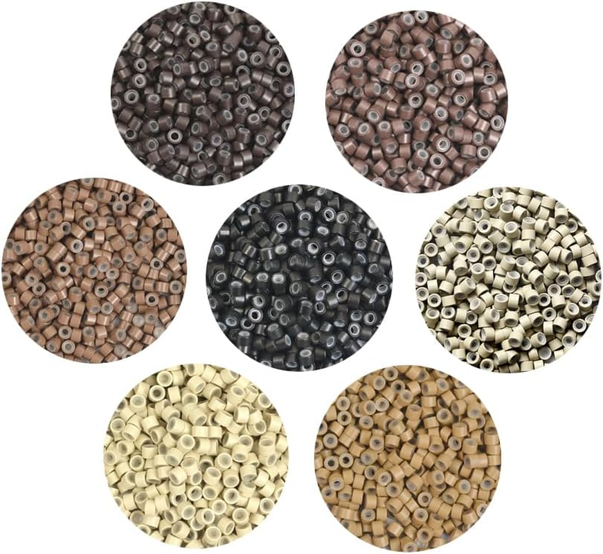 500Pcs 5.0X3.0X3.0Mm Silicone Micro Rings Links Beads for Hair Extensions (Light Brown)