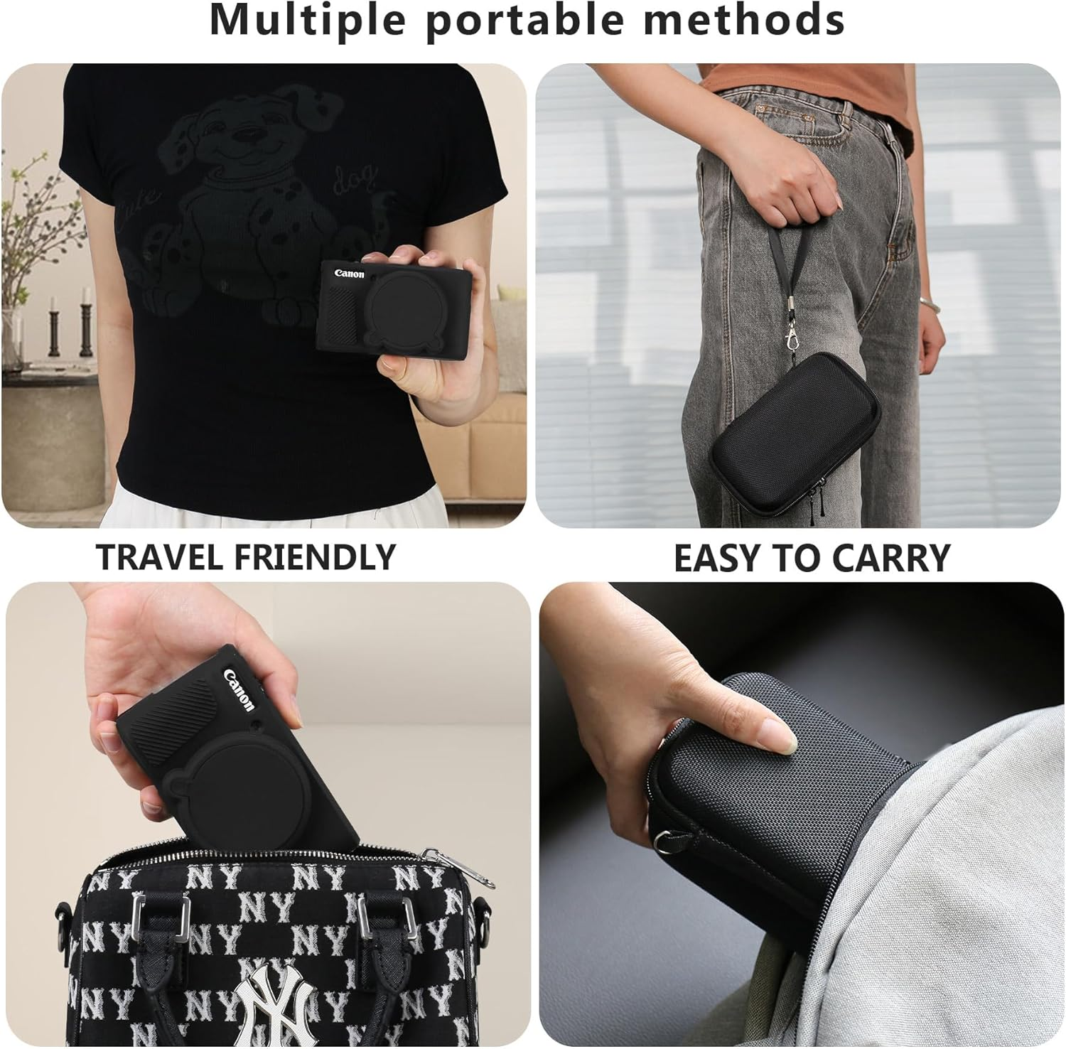 Supmay Case for SX740 SX730 Camera, SX740 SX730 HS Camera Case Bundle, Include Hard Carrying Case*1+Soft Silicone Camera Case*1, Compatible with Canon Powershot SX740/ SX730 HS Digital Camera, Black - Pink image number 6