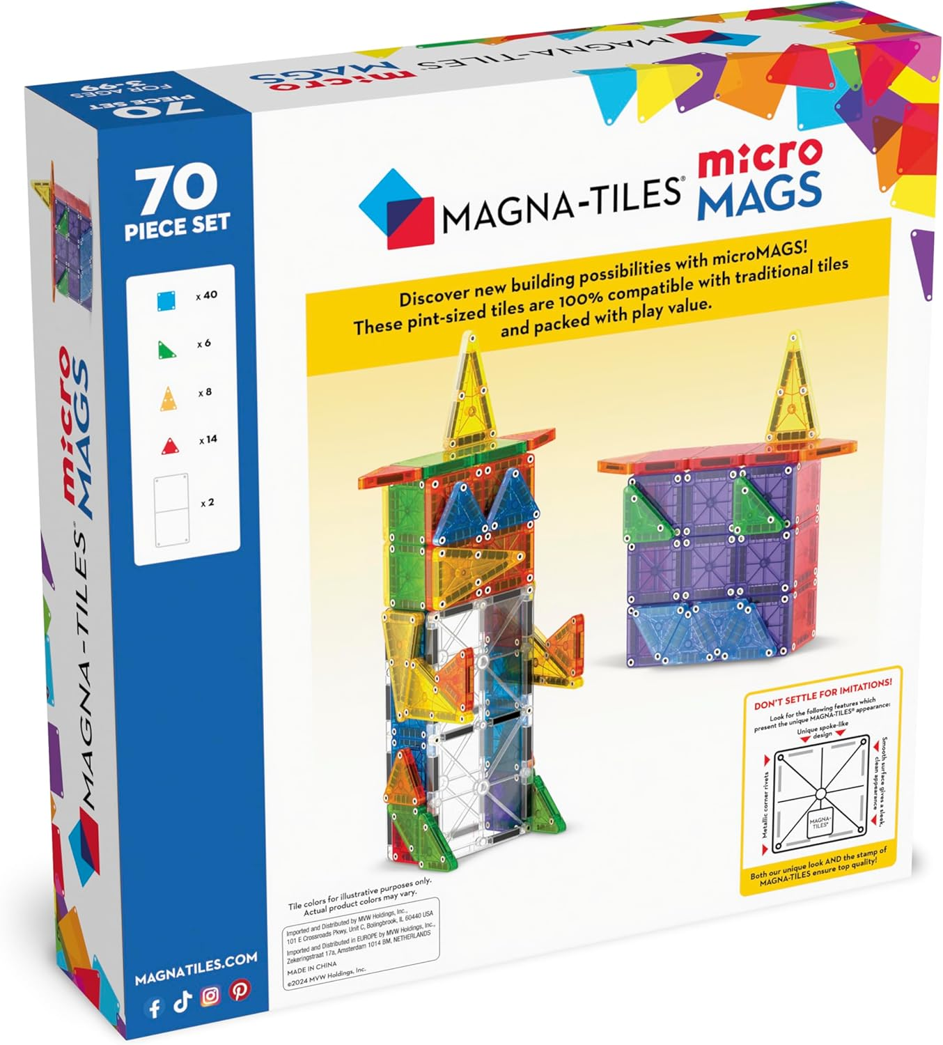 MAGNA-TILES - Micromags - 70 Piece Set image number 3