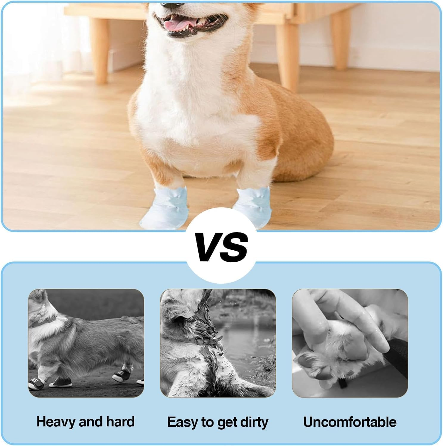 20 Disposable Dog Protection Shoes (15-40KG for Medium and Large Dogs), Pet Shoes with Adjustable Adhesive Straps, Dog Boots and Paws, Outdoor and Indoor Walking Feet for Dogs (L) image number 4