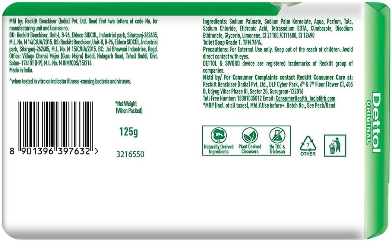 Dettol Soap, Original - 125Gm image number 5