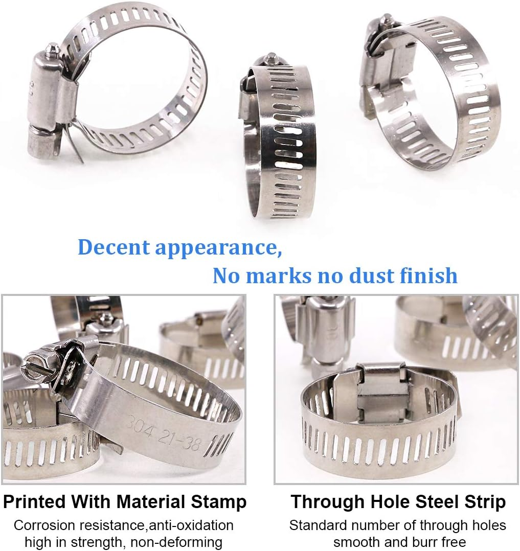 Glarks 20Pcs 304 Stainless Steel Adjustable 18-32MM Range Worm Gear Hose Clamps Assortment Kit, Fuel Line Clamp for Water Pipe, Plumbing, Automotive and Mechanical Application (18-32MM) image number 3