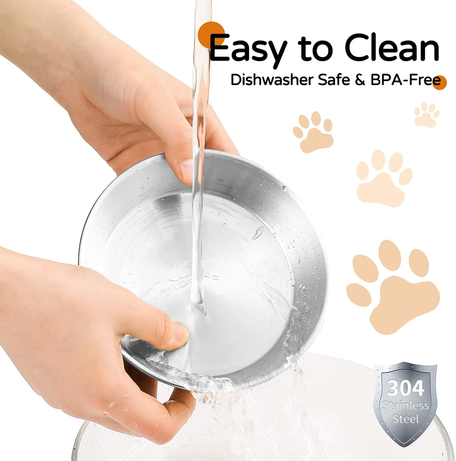 Wellbro Elevated Cat Bowls, 5.9 Inch Wide Stainless Steel Cat Food Bowls with Metal Stand Whisker Stress-Free, Raised Food and Water Dish for Cats, Kitten, Puppies and Small Dogs-2 Pack