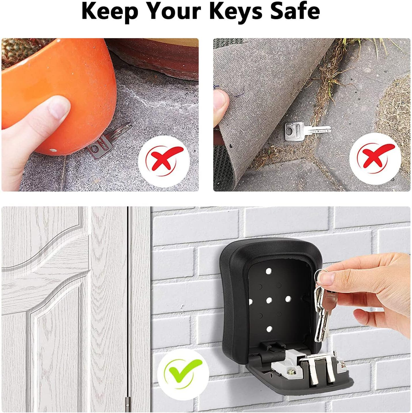 Key Lock Box, Wall Mountable Combination Lock Key Safe Storage Box Security Home Outdoor Digit image number 2