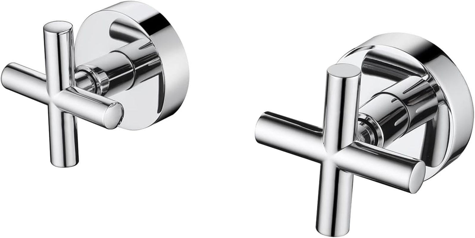 Decaura Shower Mixer Taps 1/4 Turn Twin Tap Cross Handles Levers Hot Cold Shower Spindles Kits Bathtub Solid Brass Watermark (Chrome)