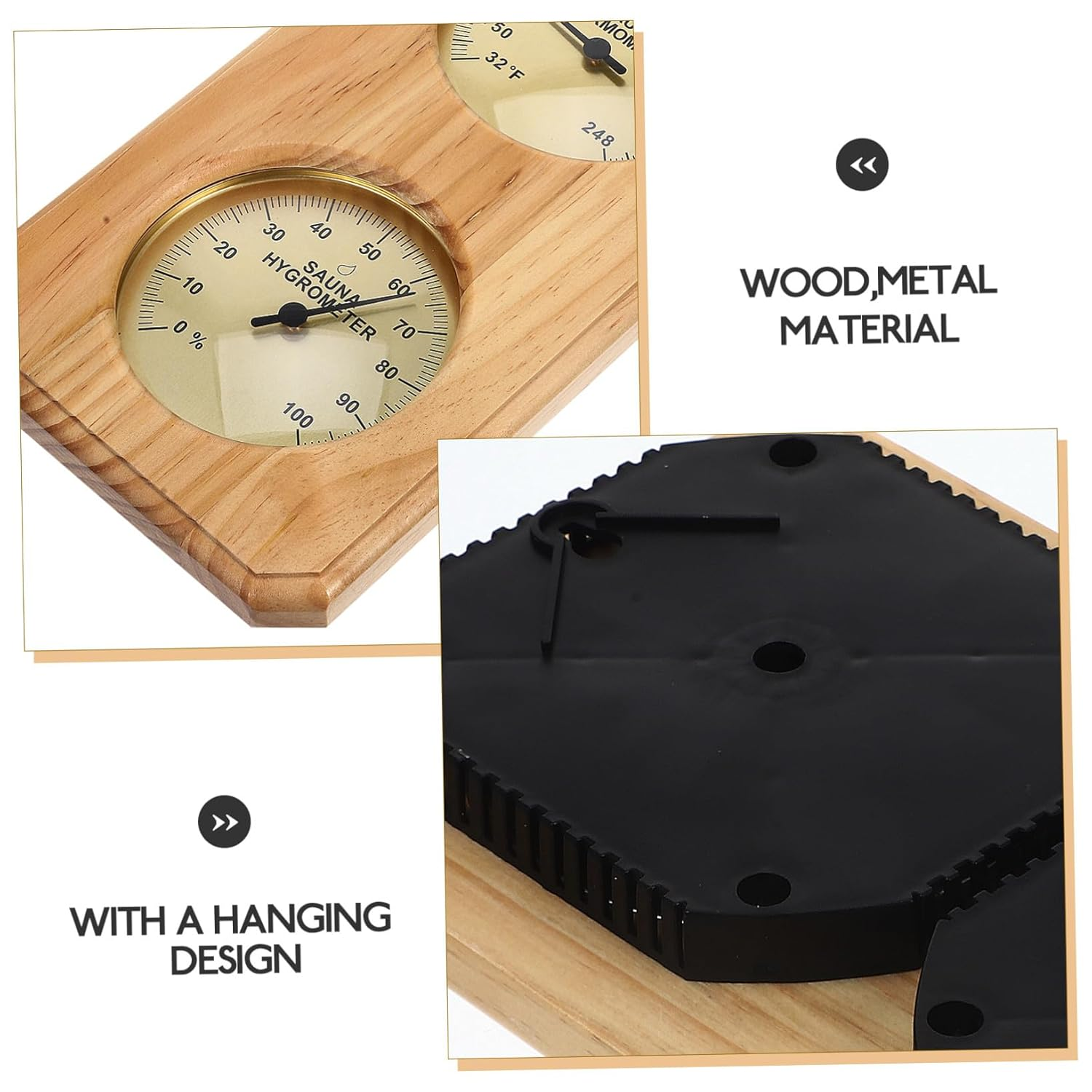 MERRYHAPY Sauna Hygrothermograph Indoor Thermometer Humidity Dual Scale Wall-Mounted Temperature Humidity Gauge for Home Steam Rooms Accurate and Measuring Tool image number 4