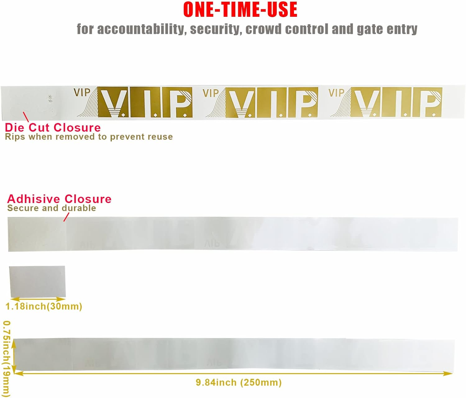 Lopau Paper Bracelets for Events - 100PCS Gold VIP Wristbands - Blue image number 4