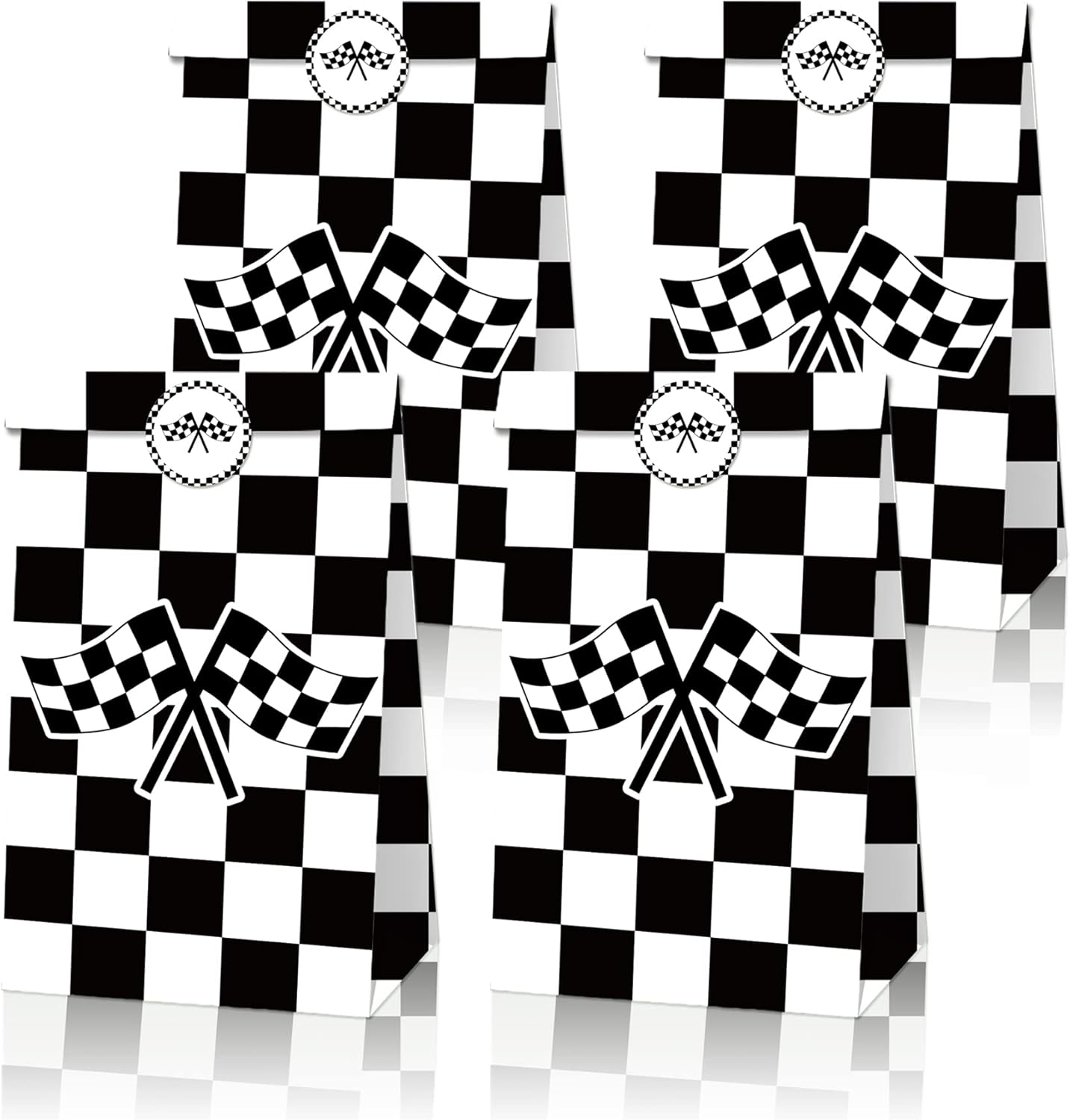 PEKGLOW 24 Pcs Racing Car Candy Bags Racing Car Party Decorations Racing Car Gift Bags Checkered Racing Treat Bags Race Car Party Favors Bags Black and White Checkered Racing Flag Candy Bags Racing Car Party Favor Bags Kraft Paper Bags Goodie Bags Paper Gift Bags Black and White Race Car Favor Bags Kraft Paper Popcorn Boxes for Racing Car Birthday Decorations Racing Car Party Favors Racing Car Themed Birthday Decorations Fast Two Party Decorations Fast Race Car Birthday Party Decorations Truck Cars Birthday Party Decorations Fast One Party Decorations Fast Two Birthday Decorations Fast One Birthday Decorations image number 2
