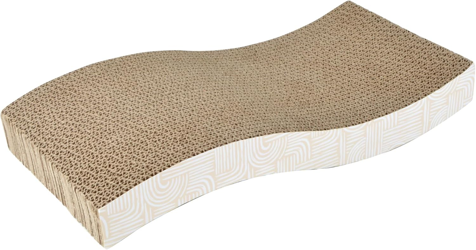 Love Story, Cat Scratching Post Wavy Cat Scratching Post with Catnip Printed Card 43 X 21 X 4.5 Cm