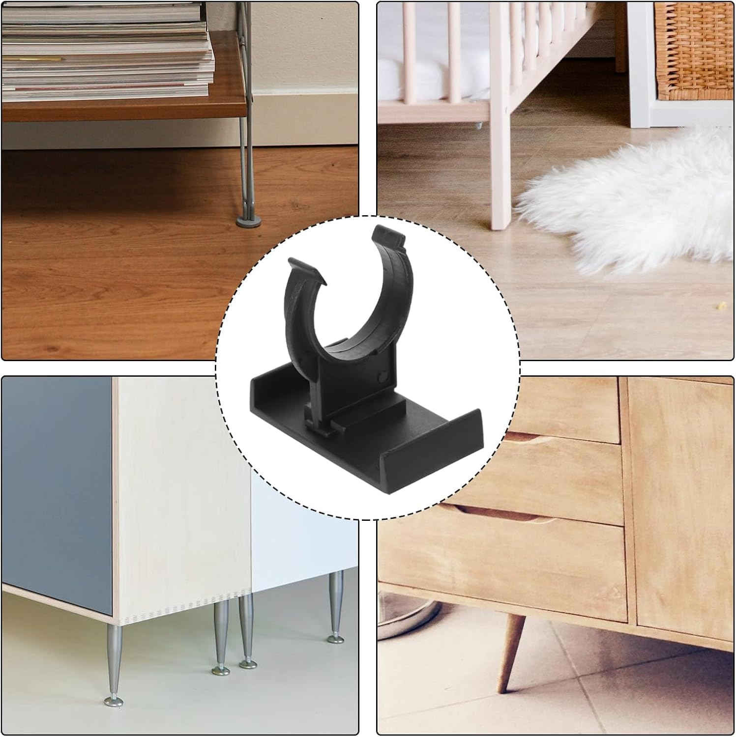 Liyquint 20Pcs Kitchen Kick Board Plinth Clips Cabinets, Foot Plinth Clips, Securely Install Your Cabinets with These Durable Clips (Black) image number 4