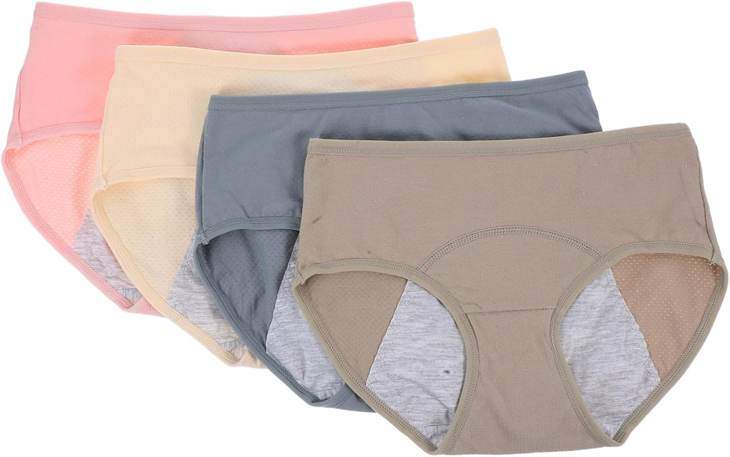 Beavorty 4Pcs Cotton Period Underwear for Women Leakproof Breathable Hipster Panties Heavy Flow Maternity High Waist Soft Comfortable Briefs image number 1