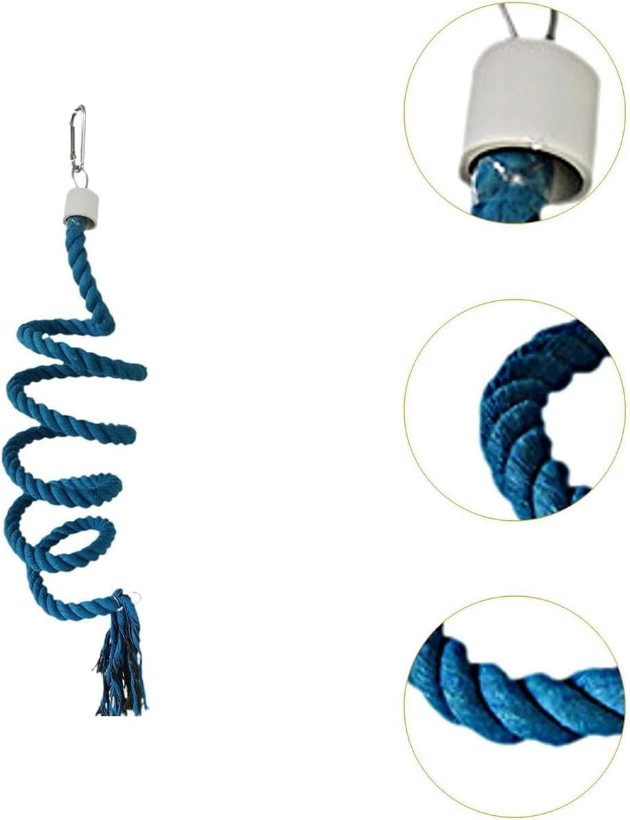 AIMALL Cotton Rope Parrot Toy, 59-Inch Spiral Climbing Rope for Small Birds, Hanging Swing Ladder with Hook, Interactive Cage Toy for Parrots, Cockatiels, Budgies image number 5