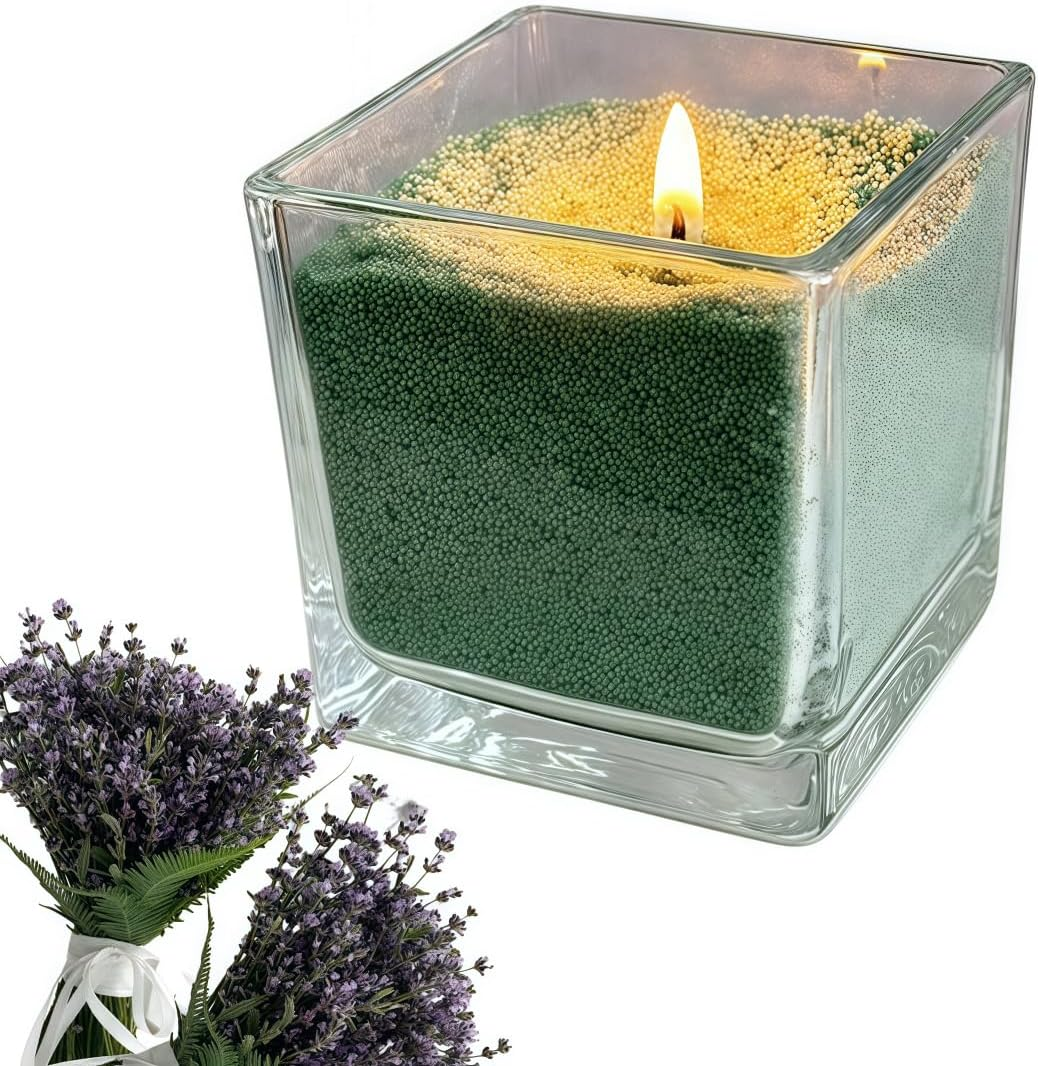 Candle Sand,100% Natural Plant Wax,300 G Candle Sand Lncluding 10 Wicks,1 Piece 300ML Glass Display Bottle,Creative DIY Wax Granules. (Lavender Fragrance) image number 1
