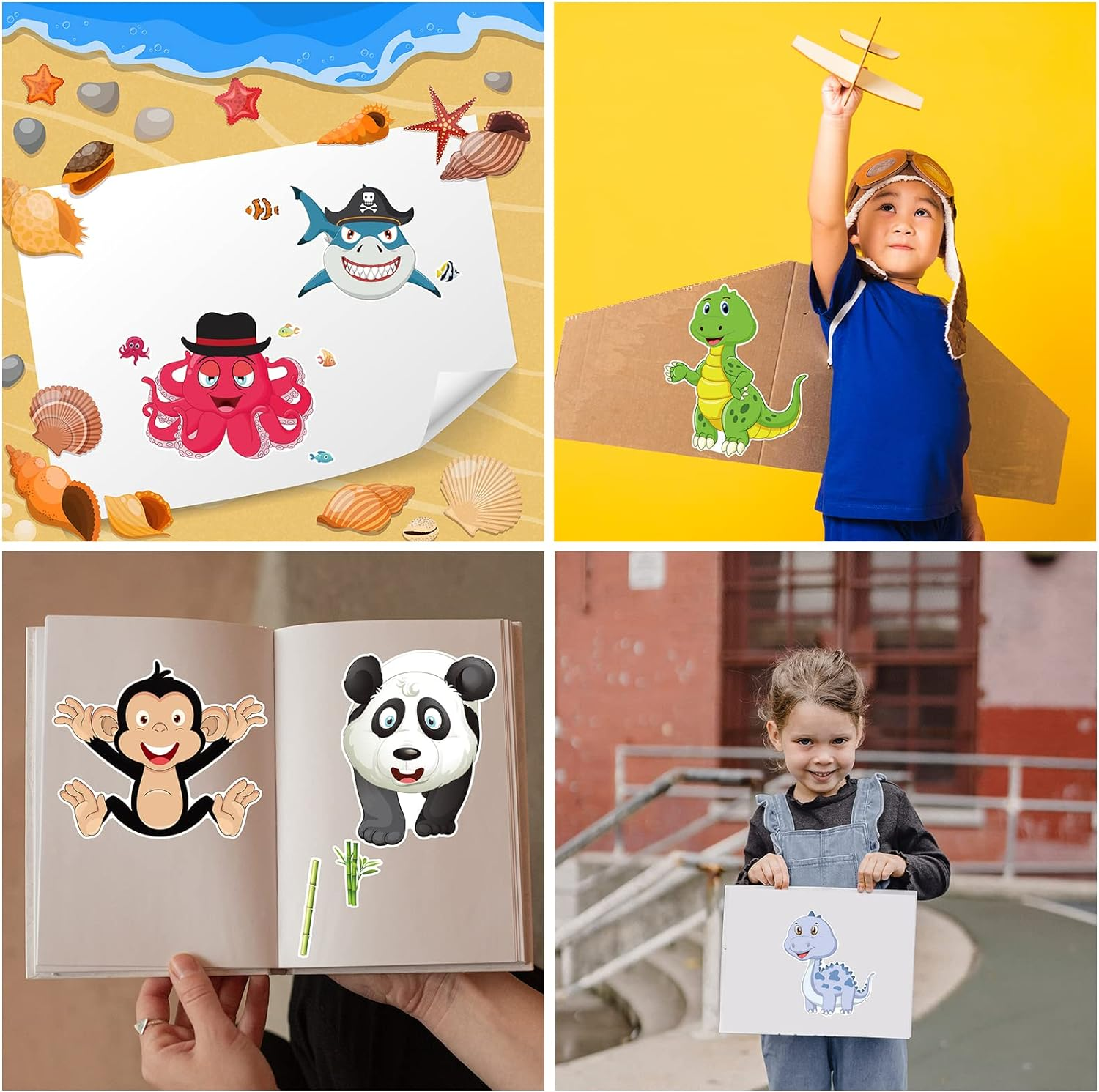 Simpeak 48 Sheets Make a Face Stickers, 24 Types Animal Stickers for Kids, Kid Stickers, School Teacher Stickers, Student Reward, Reward Sticker Party Favors for Kids Children Boys Girls image number 1