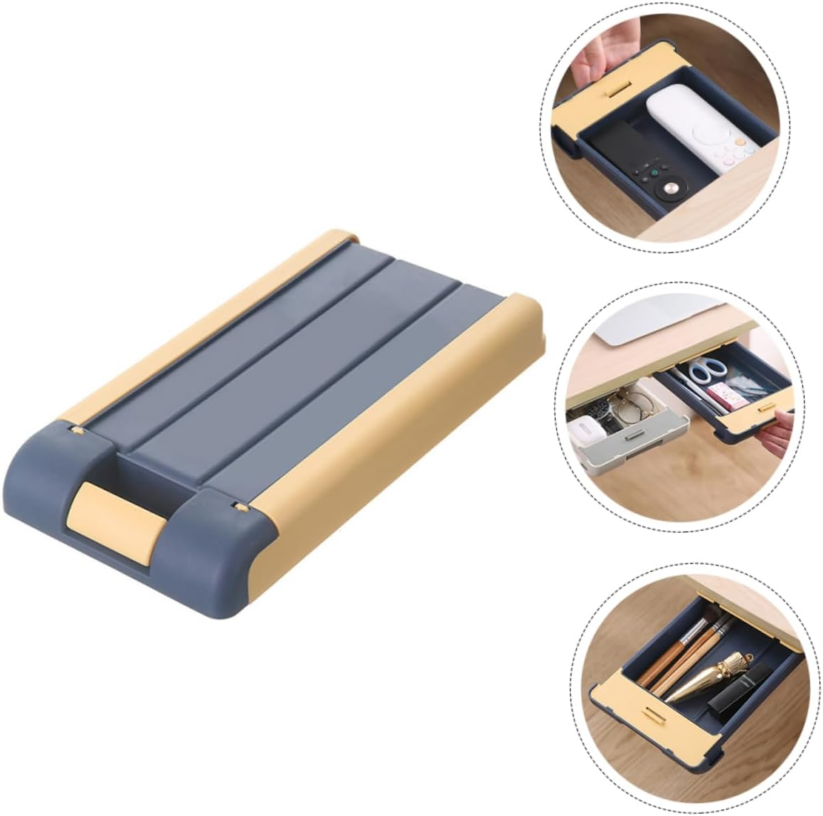 Drawer Key Box - Blue Abs Desktop Organizer Storage Box for Easy Access to Keys and Stationery under Desk - Compact Hidden Design for Office and Home Use image number 2