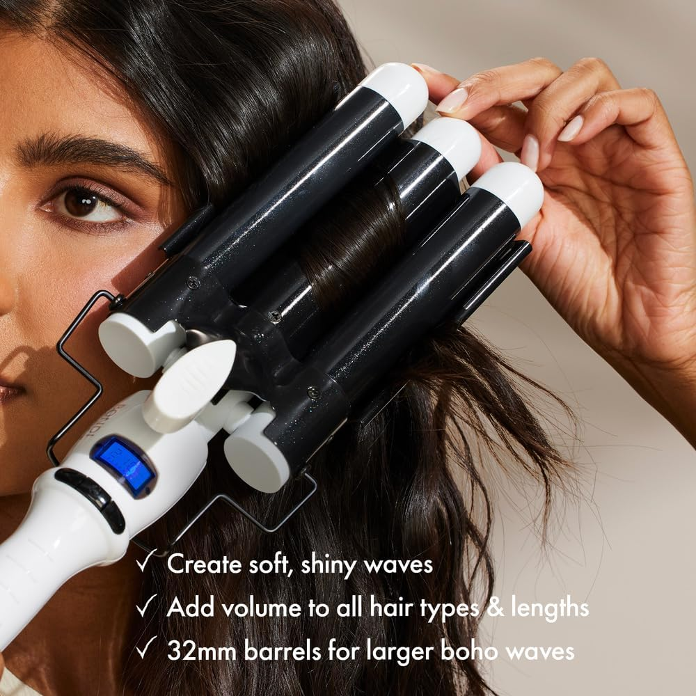 Bondiboost Wave Wand Hair Curling Iron Wand [32 Mm] - 1.25 Inch Ceramic Tourmaline Triple Extra-Large Barrels - Long-Lasting, Natural Looking Waves - Instant Heat-Up for Fast Styling image number 3