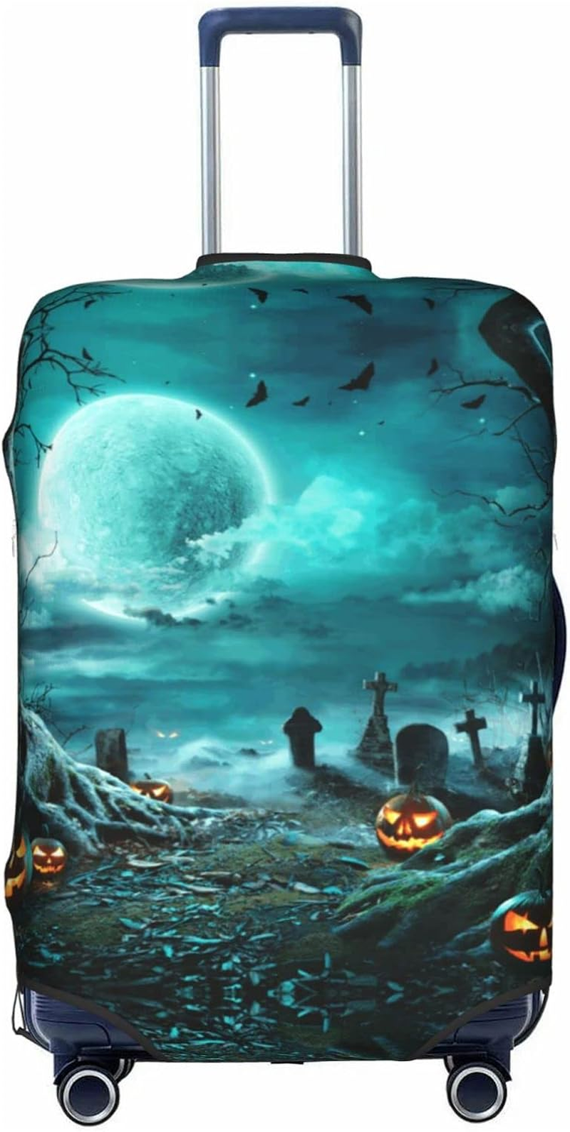 Horror Pumpkin Cemetery Luggage Cover Washable Suitcase Protector Anti-Scratch Suitcase Cover Fits 18-32 Inch Luggage image number 3