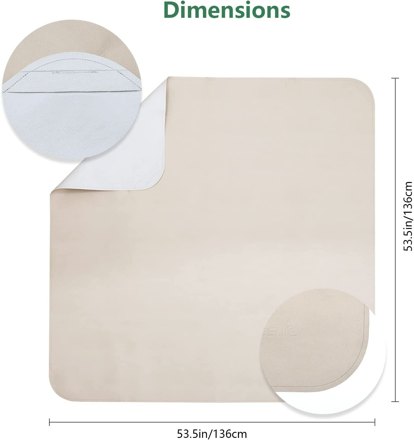 LEASURE 136Cm (53In) Double Sided Vegan Leather Splat Mat under High Chair, Large Waterproof Baby Play Mat, Wipe Clean Kids Mess, Outdoor Picnic Blanket & Beach, Non Toxic & Foldable image number 1