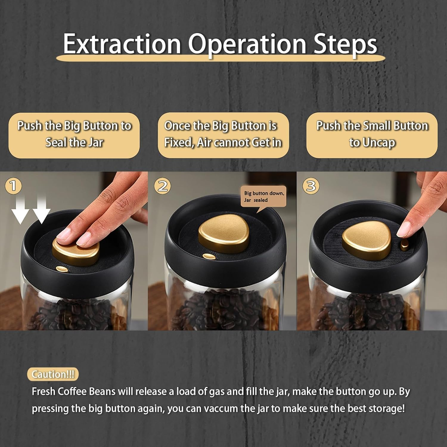 Acemedia Coffee Bean Storage Container Airtight, Lid Sealed with Press-Down Vacuum, Borosilicate Glass Coffee Canister, Food Storage, Coffee Bar for Ground Coffee, Tea, Beans, Spices image number 4