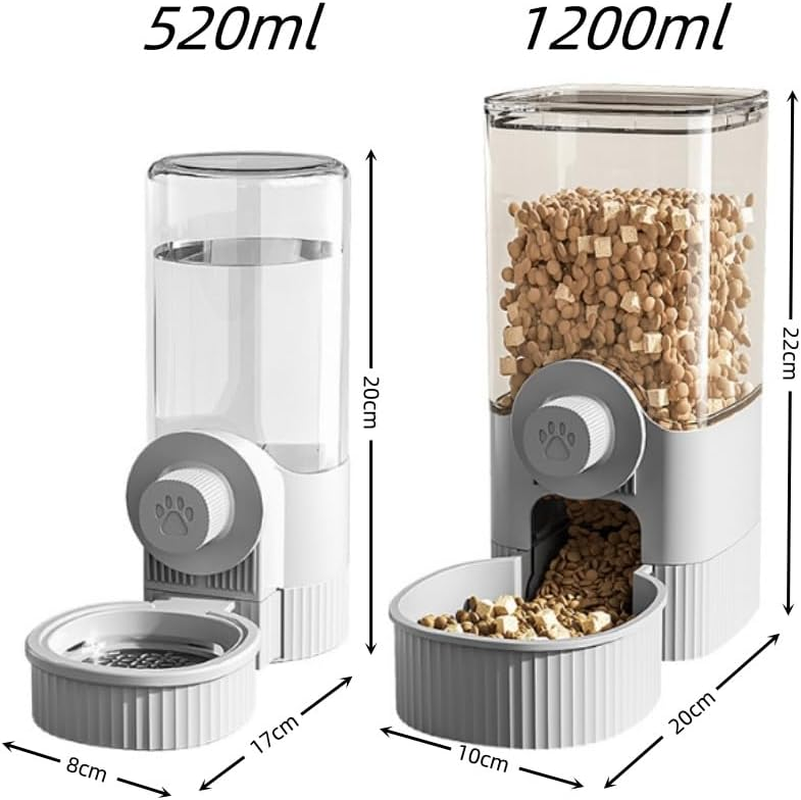 GYWHOOFT Rabbit Food Water Dispenser,Hanging Automatic Pet Food Water Dispenser, Cage Cat Food Bowl Dog Feeding Station for Puppy and Kitten Rabbit Chinchilla Hedgehog Ferret(Gray) image number 2
