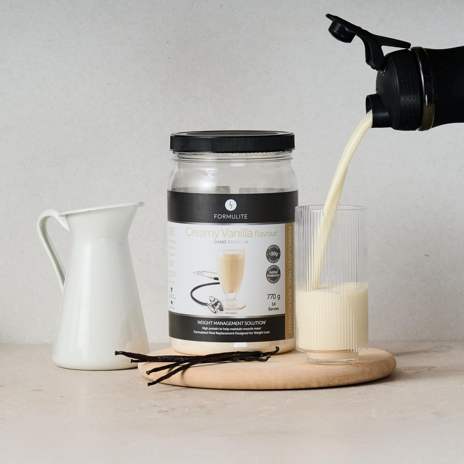 Formulite Protein Shake Tub 770G, High Protein Low Sugar Meal Replacement Shake Powder for Men and Women. VLCD (Very Low Calorie Diet) Shakes - (Creamy Vanilla) image number 4